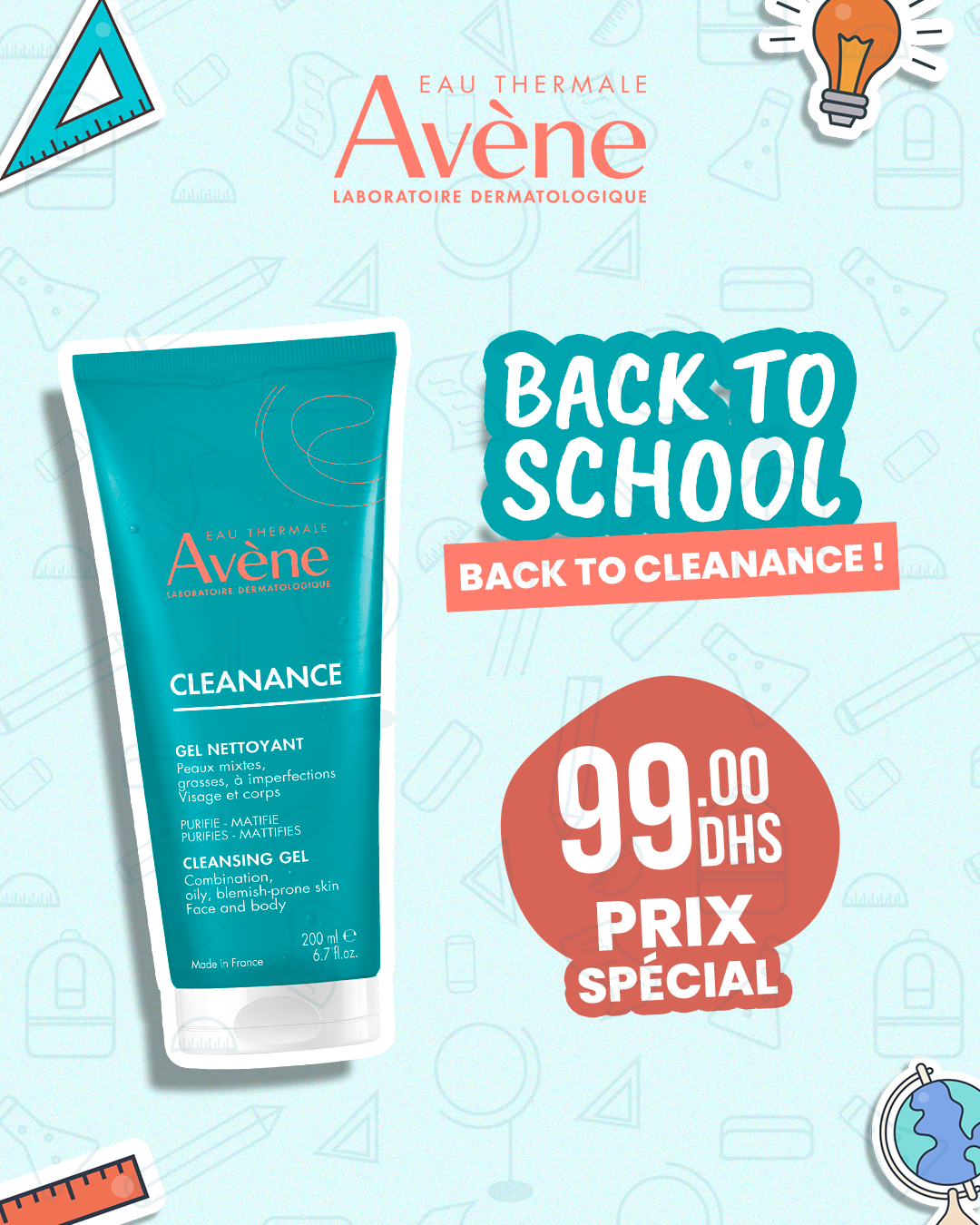 Avène Cleanance Gel Nettoyant 200ml - 99 DH (Prix Spécial Back to School) - Para Klean