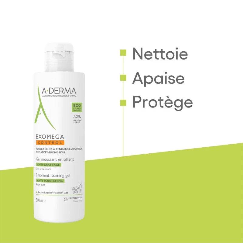 A-Derma EXOMEGA CONTROL Gel Moussant Émollient anti-grattage - Para Klean