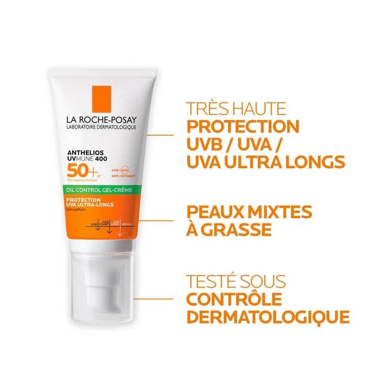 La Roche Posay Anthelios UVMUNE 400 Oil Control Gel-Crème SPF50+ Invisible 50ml= EAU THERMALE 50ML OFFERTE - Para Klean