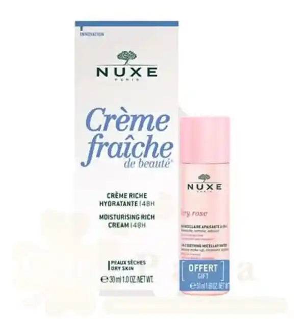 Nuxe Crème Fraîche de Beauté Crème Riche Hydratante + Very Rose Eau Micellaire 50ml - Para Klean