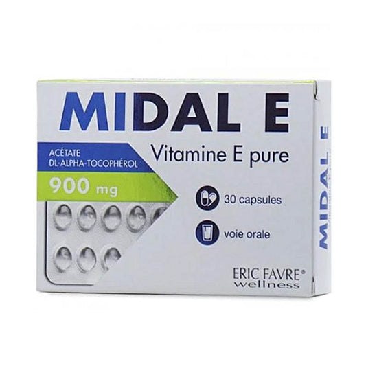 Midal E Vitamine E pure Eric Favre 900mg 30 Capsules {{ para_klean }}