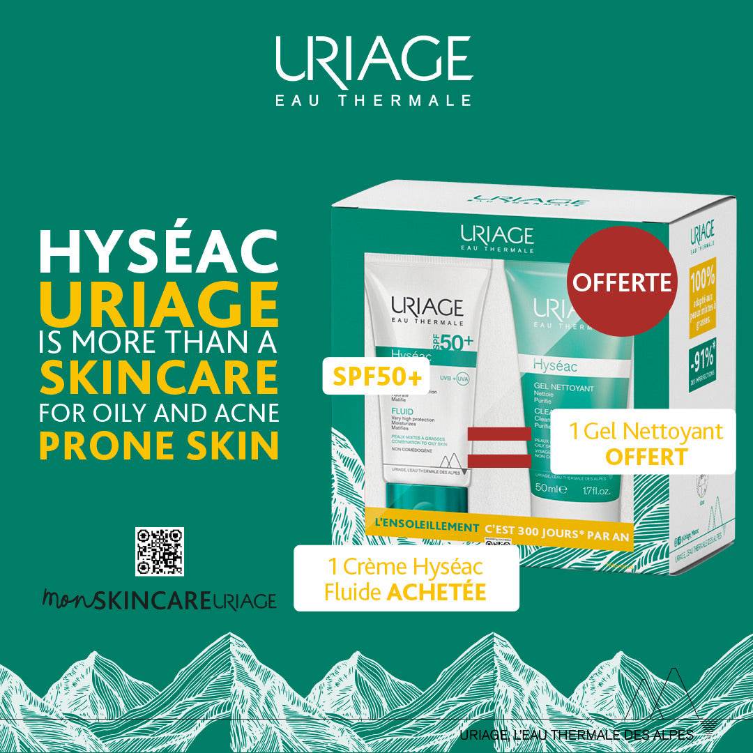 Uriage HYSÉAC Fluide SPF50+ 50ml = GEL NETTOYANT 50ML OFFERT - Para Klean