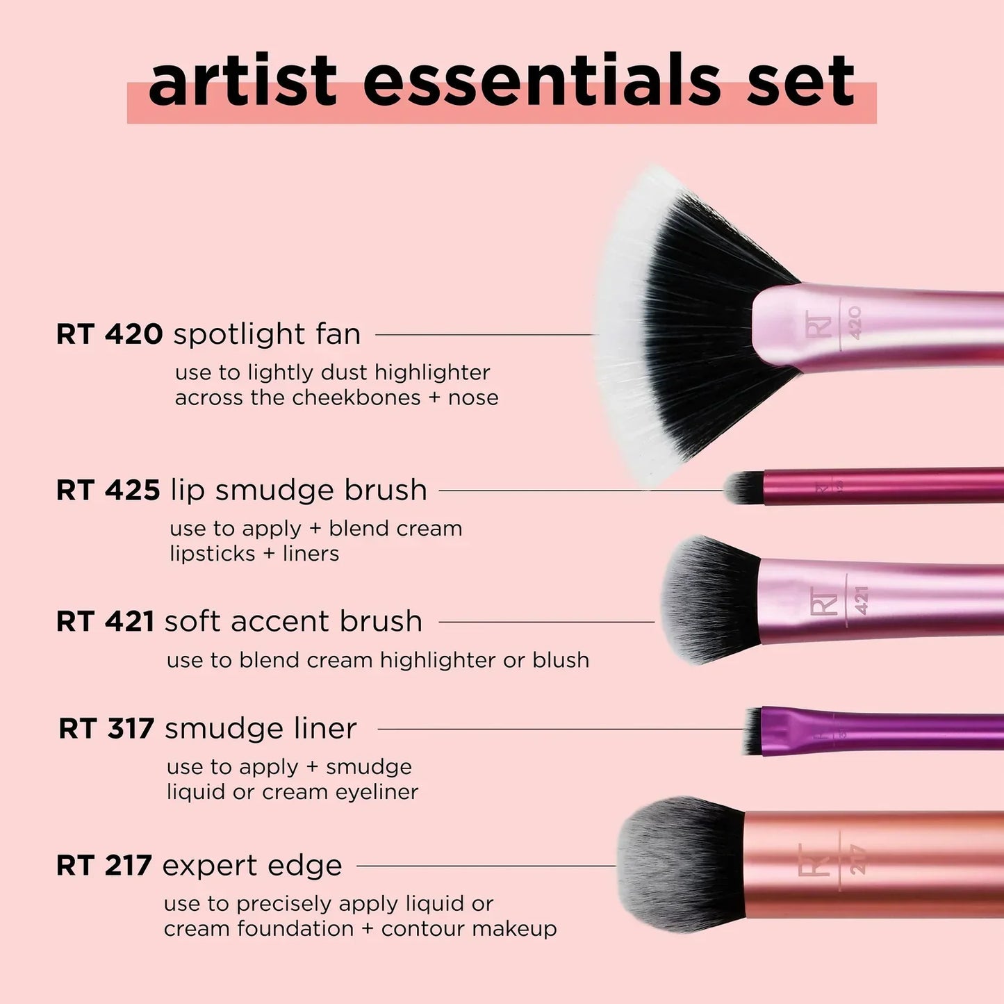 Real Techniques Artist Essentials Brush Set - Para Klean