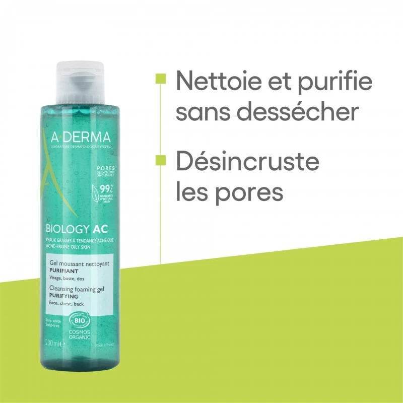A-derma BIOLOGY AC Gel Moussant Nettoyant Purifiant | 200 Ml - Para Klean