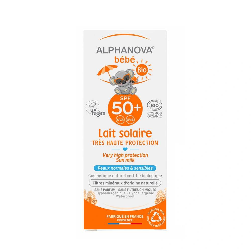ALPHANOVA LAIT Solaire Bébé Certifiée Bio SPF 50+ Hypoallergénique 50G - Para Klean