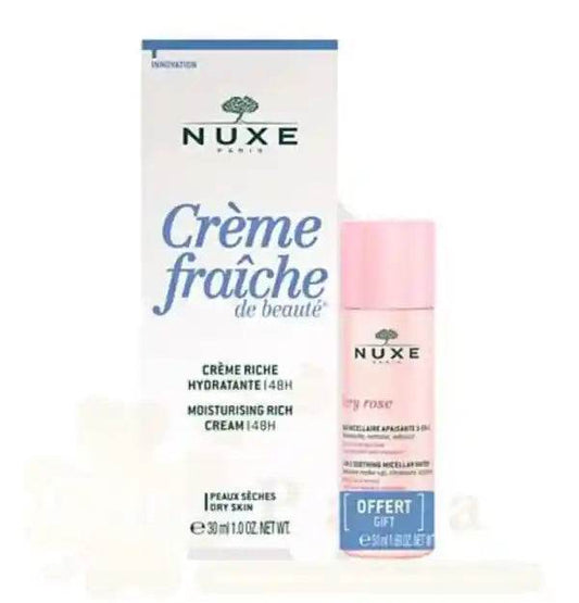 Nuxe Crème Fraîche de Beauté Crème Riche Hydratante + Very Rose Eau Micellaire 50ml - Para Klean